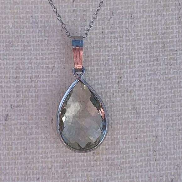 Genuine natural green amethyst 6.05ct pear cut Sterling silver 925 pendant/chain - Picture 10 of 13